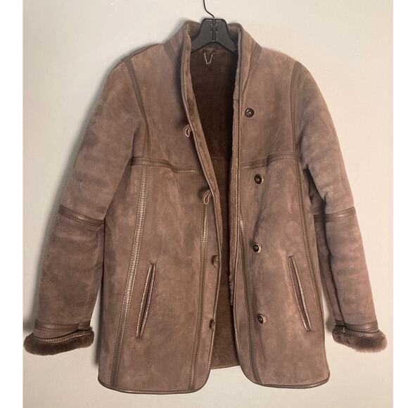 Lakeland Sheepskin Suede Leather Coat Britain Beautiful Vintage Sz M UK 12 US 10 - Picture 6 of 14